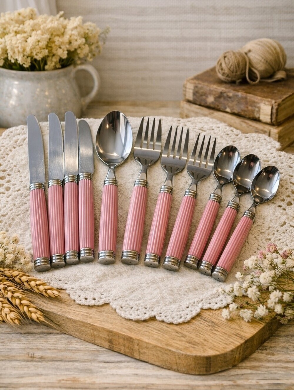Pink Handle Stainless Flatware Set - Home Dining